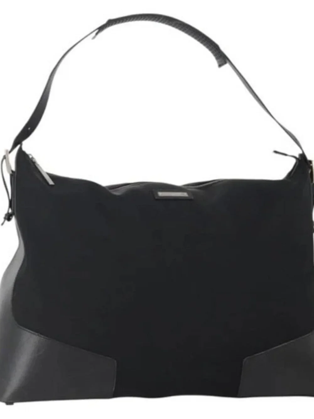 GUCCI Shoulder Bag Canvas Black Silver Auth BA11545